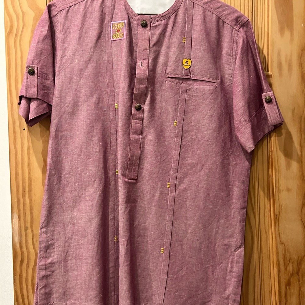 Casual Mauve African Button-Down Shirt